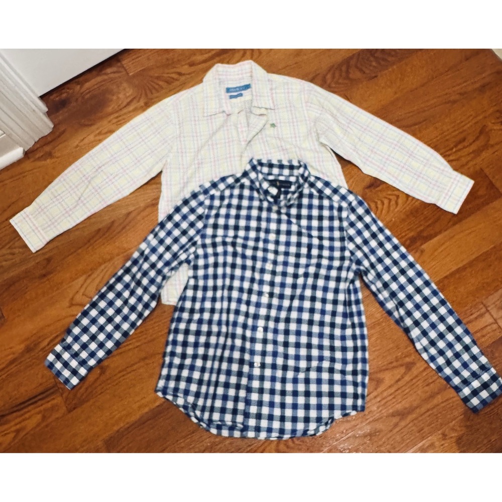 Boys Ralph Lauren Gingham & J Bailey Plaid Button Down Shirts Bundle Size 8-10